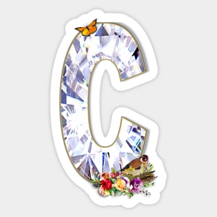 Name Initial Letter C and Golden Finch Sticker